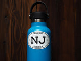North Jersey NJ White Oval Sticker - 3" Size on Hydroflask