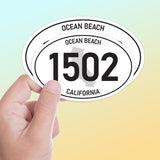 White Oval 1502 Ocean Beach San Diego Sticker