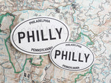 Philly Skyline Bumper Sticker - 3" & 4" Size Comparison
