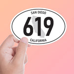 White Oval 619 Area Code San Diego Sticker