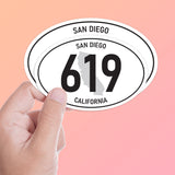 White Oval 619 Area Code San Diego Sticker