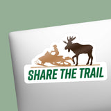 Share the Trail Moose Snowmobile Bumper Sticker on Laptop