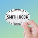 Smith Rock State Park Oregon White Oval Bumper Sticker 3" & 4"