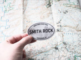 Smith Rock Oregon White Oval Stickers - 3" Water Bottle Size