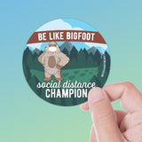 Social Distancing Bigfoot Sticker - Round