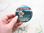 Social Distancing Bigfoot Sticker, Small 3" Size