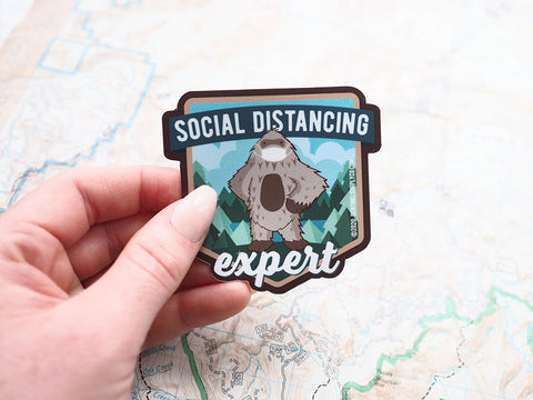 Social Distancing Bigfoot, Small 3" Sticker Size