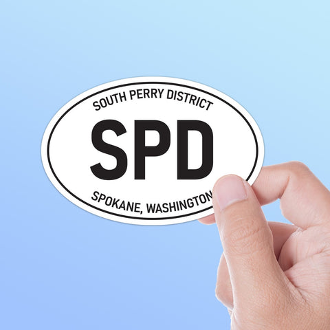 White Oval South Perry District Spokane Bumper Sticker