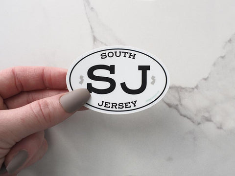 White Oval South Jersey NJ Sticker - Small 3" Size