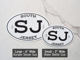 White Oval South Jersey NJ Stickers Size Comparison