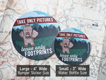 Take Only Pictures Hiking Bigfoot Sticker, Size Comparison