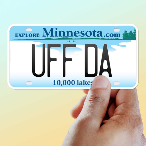 Uff Da Minnesota License Bumper Sticker