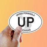 White Oval Upper Peninsula Michigan Bumper Sticker