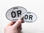 Oregon White Oval Bumper Sticker