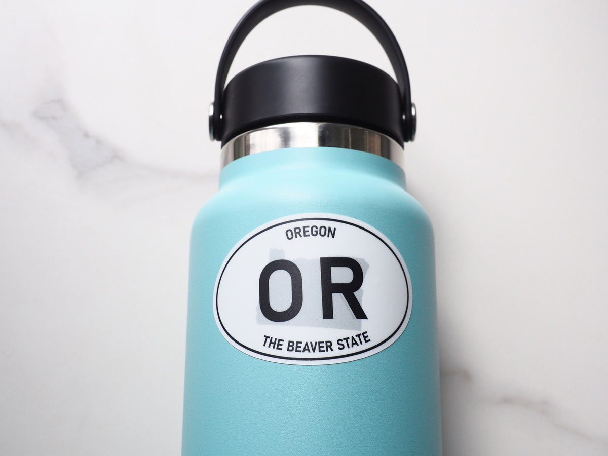 Oregon White Oval Sticker - 3