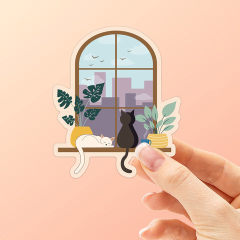 Plants & Window Cats Sticker