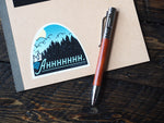 Ahhh PNW Mountain Vinyl Sticker - Small Size on Notebook