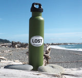 Lost on Purpose Adventure Sticker, 3" White Oval Decal on Water Bottle