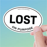 Lost on Purpose Adventure Sticker, White Oval
