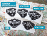 All Meerkat Moto Shield Sticker Designs