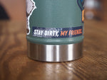 Stay Dirty Moto Tire Track Sticker on Water Bottle