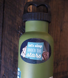 Small 3" Bigfoot Let's Sleep Under the Stars Sticker on Water Bottle