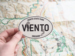 Viento State Park Oregon White Oval Sticker - 4" Bumper Sticker Size